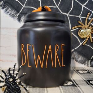 Rae Dunn 🎃 Halloween "Beware" Large Canister
